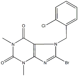 8-bromo-7-(2-chlorobenzyl)-1,3-dimethyl-3,7-dihydro-1H-purine-2,6-dione 结构式
