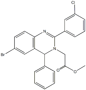 methyl (6-bromo-2-(3-chlorophenyl)-4-phenyl-3(4H)-quinazolinyl)acetate 结构式