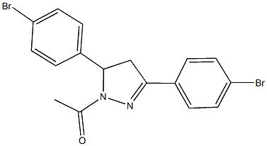 1-acetyl-3,5-bis(4-bromophenyl)-4,5-dihydro-1H-pyrazole 结构式
