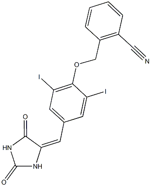 2-({4-[(2,5-dioxo-4-imidazolidinylidene)methyl]-2,6-diiodophenoxy}methyl)benzonitrile 结构式