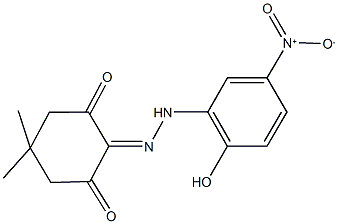 5,5-dimethylcyclohexane-1,2,3-trione 2-({2-hydroxy-5-nitrophenyl}hydrazone) 结构式