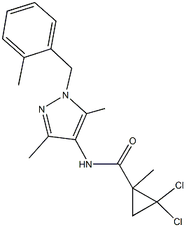 2,2-dichloro-N-[3,5-dimethyl-1-(2-methylbenzyl)-1H-pyrazol-4-yl]-1-methylcyclopropanecarboxamide 结构式