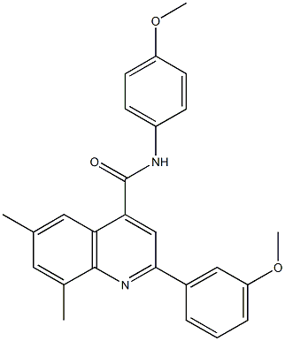 2-(3-methoxyphenyl)-N-(4-methoxyphenyl)-6,8-dimethyl-4-quinolinecarboxamide 结构式