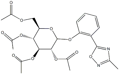 3,5-bis(acetyloxy)-2-[(acetyloxy)methyl]-6-[2-(3-methyl-1,2,4-oxadiazol-5-yl)phenoxy]tetrahydro-2H-pyran-4-yl acetate 结构式