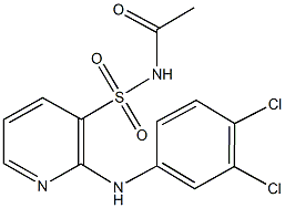 N-acetyl-2-(3,4-dichloroanilino)-3-pyridinesulfonamide 结构式