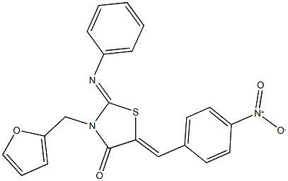 3-(2-furylmethyl)-5-{4-nitrobenzylidene}-2-(phenylimino)-1,3-thiazolidin-4-one 结构式