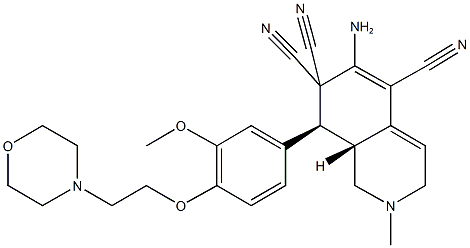 6-amino-8-{3-methoxy-4-[2-(4-morpholinyl)ethoxy]phenyl}-2-methyl-2,3,8,8a-tetrahydro-5,7,7(1H)-isoquinolinetricarbonitrile 结构式