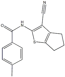 N-(3-cyano-5,6-dihydro-4H-cyclopenta[b]thien-2-yl)-4-methylbenzamide 结构式