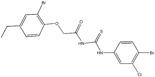 N-(4-bromo-3-chlorophenyl)-N'-[(2-bromo-4-ethylphenoxy)acetyl]thiourea 结构式