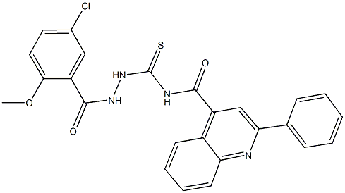 N-{[2-(5-chloro-2-methoxybenzoyl)hydrazino]carbothioyl}-2-phenyl-4-quinolinecarboxamide 结构式