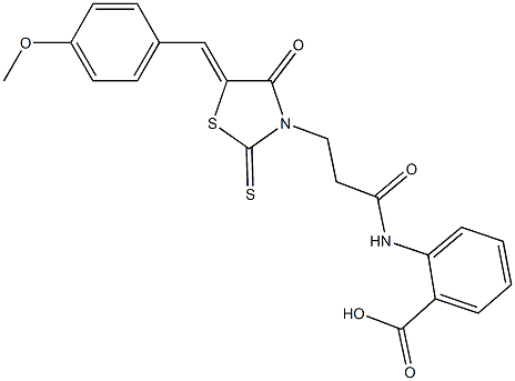 2-({3-[5-(4-methoxybenzylidene)-4-oxo-2-thioxo-1,3-thiazolidin-3-yl]propanoyl}amino)benzoic acid 结构式