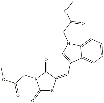 methyl (3-{[3-(2-methoxy-2-oxoethyl)-2,4-dioxo-1,3-thiazolidin-5-ylidene]methyl}-1H-indol-1-yl)acetate 结构式