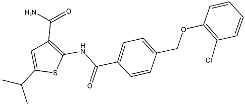 2-({4-[(2-chlorophenoxy)methyl]benzoyl}amino)-5-isopropyl-3-thiophenecarboxamide 结构式