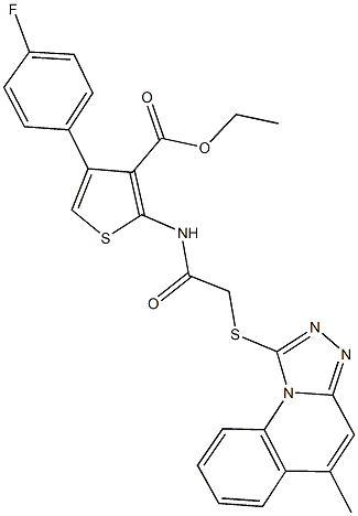 ethyl 4-(4-fluorophenyl)-2-({[(5-methyl[1,2,4]triazolo[4,3-a]quinolin-1-yl)sulfanyl]acetyl}amino)-3-thiophenecarboxylate 结构式