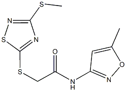 N-(5-methyl-3-isoxazolyl)-2-{[3-(methylsulfanyl)-1,2,4-thiadiazol-5-yl]sulfanyl}acetamide 结构式