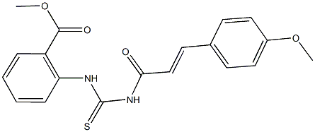 methyl 2-[({[3-(4-methoxyphenyl)acryloyl]amino}carbothioyl)amino]benzoate 结构式