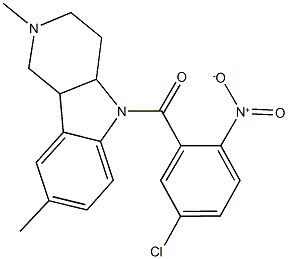 5-{5-chloro-2-nitrobenzoyl}-2,8-dimethyl-2,3,4,4a,5,9b-hexahydro-1H-pyrido[4,3-b]indole 结构式