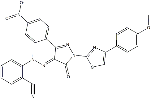 2-(2-{3-{4-nitrophenyl}-1-[4-(4-methoxyphenyl)-1,3-thiazol-2-yl]-5-oxo-1,5-dihydro-4H-pyrazol-4-ylidene}hydrazino)benzonitrile 结构式