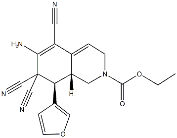 ethyl 6-amino-5,7,7-tricyano-8-(3-furyl)-3,7,8,8a-tetrahydro-2(1H)-isoquinolinecarboxylate 结构式
