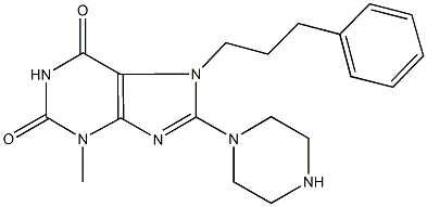 3-methyl-7-(3-phenylpropyl)-8-(1-piperazinyl)-3,7-dihydro-1H-purine-2,6-dione 结构式