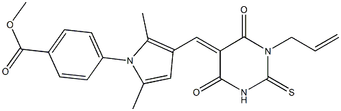 methyl 4-{3-[(1-allyl-4,6-dioxo-2-thioxotetrahydro-5(2H)-pyrimidinylidene)methyl]-2,5-dimethyl-1H-pyrrol-1-yl}benzoate 结构式