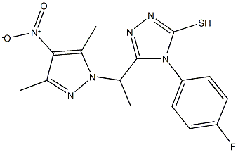 4-(4-fluorophenyl)-3-(1-{4-nitro-3,5-dimethyl-1H-pyrazol-1-yl}ethyl)-5-sulfanyl-4H-1,2,4-triazole 结构式