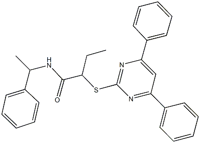 2-[(4,6-diphenyl-2-pyrimidinyl)sulfanyl]-N-(1-phenylethyl)butanamide 结构式