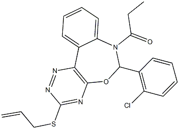 allyl 6-(2-chlorophenyl)-7-propionyl-6,7-dihydro[1,2,4]triazino[5,6-d][3,1]benzoxazepin-3-yl sulfide 结构式