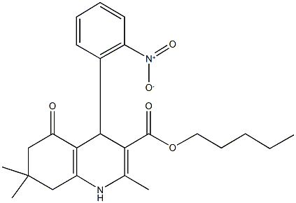 pentyl 4-{2-nitrophenyl}-2,7,7-trimethyl-5-oxo-1,4,5,6,7,8-hexahydro-3-quinolinecarboxylate 结构式