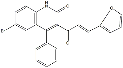 6-bromo-3-[3-(2-furyl)acryloyl]-4-phenyl-2(1H)-quinolinone 结构式