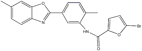 5-bromo-N-[2-methyl-5-(6-methyl-1,3-benzoxazol-2-yl)phenyl]-2-furamide 结构式