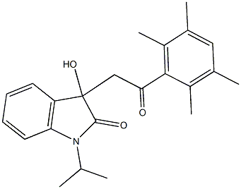 3-hydroxy-1-isopropyl-3-[2-oxo-2-(2,3,5,6-tetramethylphenyl)ethyl]-1,3-dihydro-2H-indol-2-one 结构式