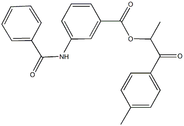 1-methyl-2-(4-methylphenyl)-2-oxoethyl 3-(benzoylamino)benzoate 结构式