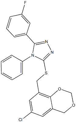 (6-chloro-4H-1,3-benzodioxin-8-yl)methyl 5-(3-fluorophenyl)-4-phenyl-4H-1,2,4-triazol-3-yl sulfide 结构式