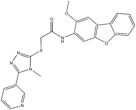 N-(2-methoxydibenzo[b,d]furan-3-yl)-2-{[4-methyl-5-(3-pyridinyl)-4H-1,2,4-triazol-3-yl]sulfanyl}acetamide 结构式