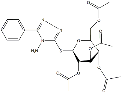 3,5-bis(acetyloxy)-2-[(acetyloxy)methyl]-6-[(4-amino-5-phenyl-4H-1,2,4-triazol-3-yl)sulfanyl]tetrahydro-2H-pyran-4-yl acetate 结构式