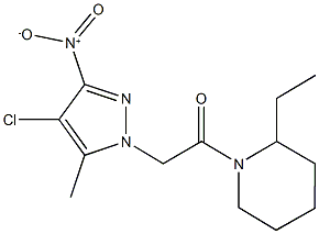 1-({4-chloro-3-nitro-5-methyl-1H-pyrazol-1-yl}acetyl)-2-ethylpiperidine 结构式
