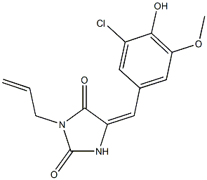 3-allyl-5-(3-chloro-4-hydroxy-5-methoxybenzylidene)-2,4-imidazolidinedione 结构式