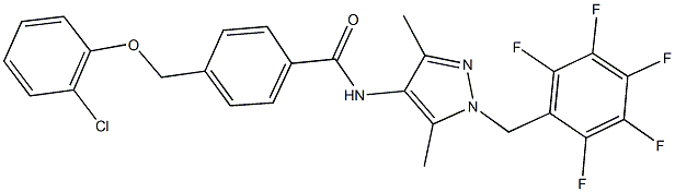 4-[(2-chlorophenoxy)methyl]-N-[3,5-dimethyl-1-(2,3,4,5,6-pentafluorobenzyl)-1H-pyrazol-4-yl]benzamide 结构式