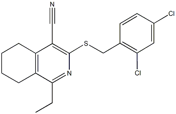 3-[(2,4-dichlorobenzyl)sulfanyl]-1-ethyl-5,6,7,8-tetrahydro-4-isoquinolinecarbonitrile 结构式