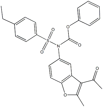 phenyl 3-acetyl-2-methyl-1-benzofuran-5-yl[(4-ethylphenyl)sulfonyl]carbamate 结构式