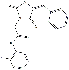 2-(5-benzylidene-2,4-dioxo-1,3-thiazolidin-3-yl)-N-(2-methylphenyl)acetamide 结构式