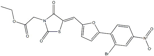 ethyl {5-[(5-{2-bromo-4-nitrophenyl}-2-furyl)methylene]-2,4-dioxo-1,3-thiazolidin-3-yl}acetate 结构式