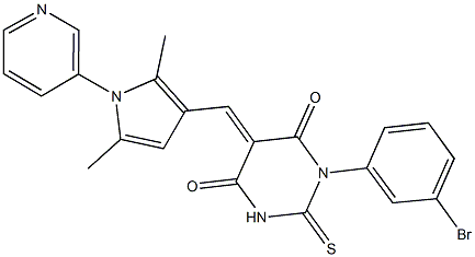 1-(3-bromophenyl)-5-{[2,5-dimethyl-1-(3-pyridinyl)-1H-pyrrol-3-yl]methylene}-2-thioxodihydro-4,6(1H,5H)-pyrimidinedione 结构式