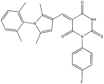 5-{[1-(2,6-dimethylphenyl)-2,5-dimethyl-1H-pyrrol-3-yl]methylene}-1-(4-fluorophenyl)-2-thioxodihydro-4,6(1H,5H)-pyrimidinedione 结构式