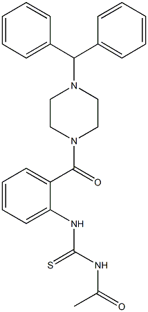 N-acetyl-N'-{2-[(4-benzhydryl-1-piperazinyl)carbonyl]phenyl}thiourea 结构式