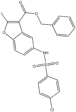 benzyl 5-{[(4-chlorophenyl)sulfonyl]amino}-2-methyl-1-benzofuran-3-carboxylate 结构式