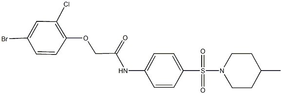 2-(4-bromo-2-chlorophenoxy)-N-{4-[(4-methylpiperidin-1-yl)sulfonyl]phenyl}acetamide 结构式