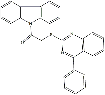 9-{[(4-phenyl-2-quinazolinyl)sulfanyl]acetyl}-9H-carbazole 结构式