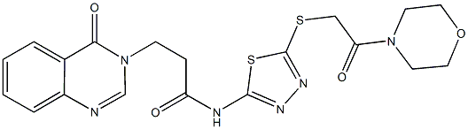 N-(5-{[2-(4-morpholinyl)-2-oxoethyl]sulfanyl}-1,3,4-thiadiazol-2-yl)-3-(4-oxo-3(4H)-quinazolinyl)propanamide 结构式